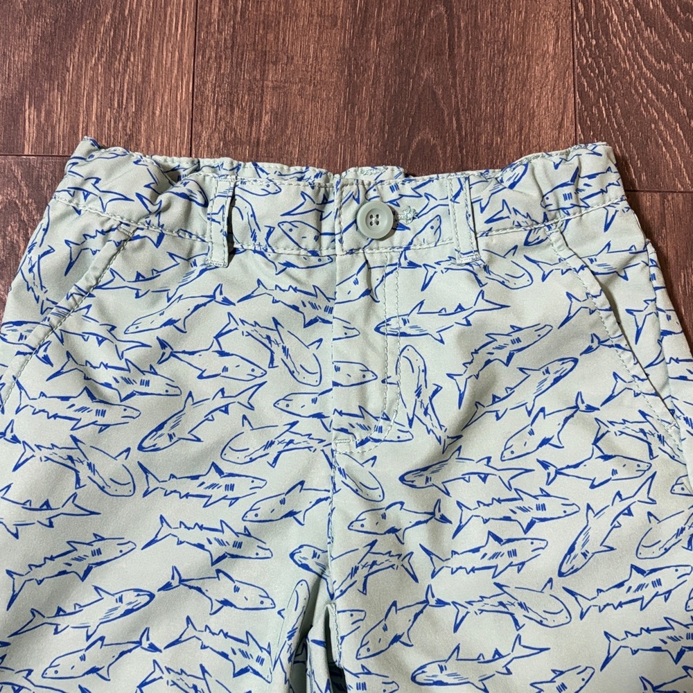 Kids Swim Trunks with Shark Print - Blue - Picture 2 of 6